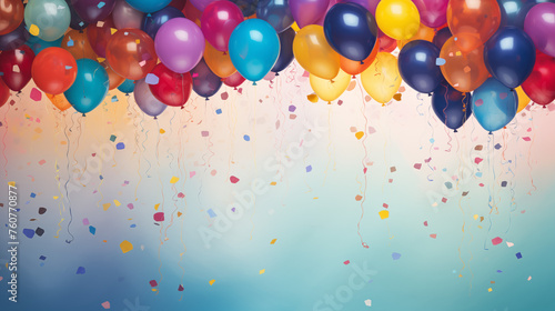 colorful balloons and confetti