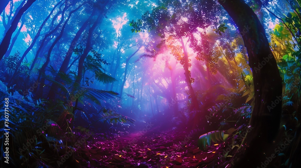 Neon-infused forest