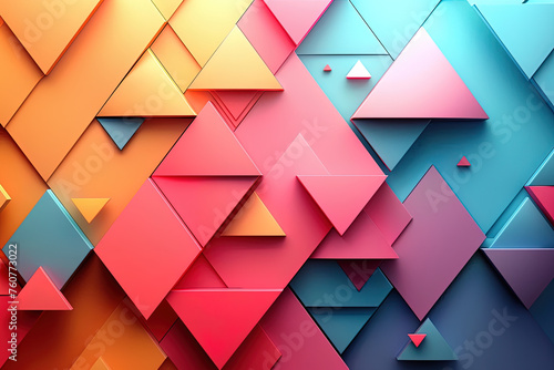 Geometric colorful 3d shape pattern background. AI generative