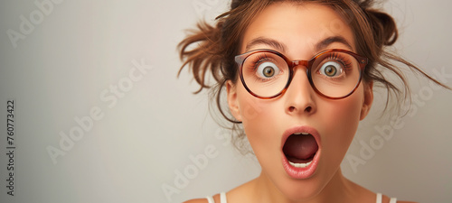 young woman with confused, surprised, shocked facial expression