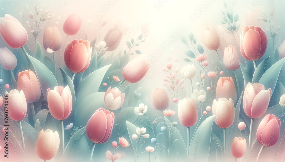 Illustration of Tulips in Spring Illustration of Tulips in Spring