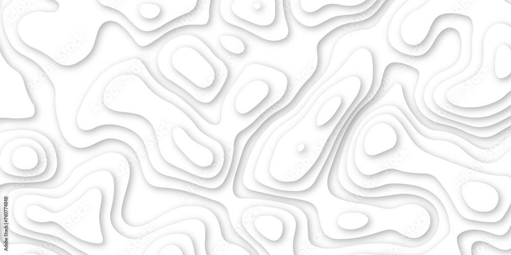 Abstract geometric layered curve line white background. 3d white papercut topography relief. Cover layout template. paper cut topography soft background banner texture. light liquid wave illustration.