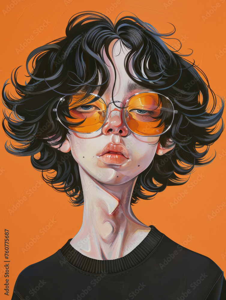 Brightly Colored, Slim Asian Teen Caricature with Sunglasses in Studio
Brightly Colored, Slim Asian Teen Caricature with Sunglasses in Studio