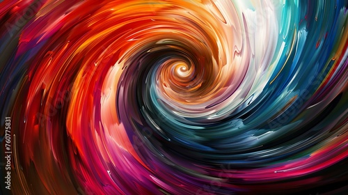  An abstract swirl of vibrant colors blending and twisting together, creating a sense of movement and energy.