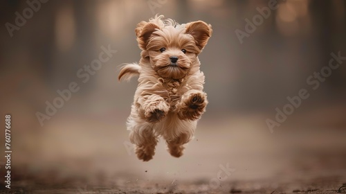 Dog jumping in the air.