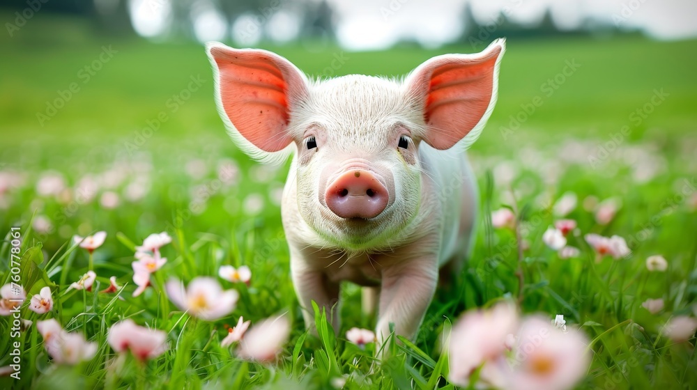 Enchanting small piglet in a picturesque rural farmyard, evoking a heartwarming scene Enchanting small piglet in a picturesque rural farmyard, evoking a heartwarming scene