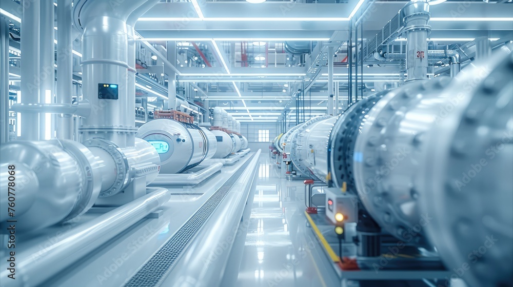 High-tech mechanical engineering for the latest energy storage technologies, bright, white. Generative AI. High-tech mechanical engineering for the latest energy storage technologies, bright, white. Generative AI.