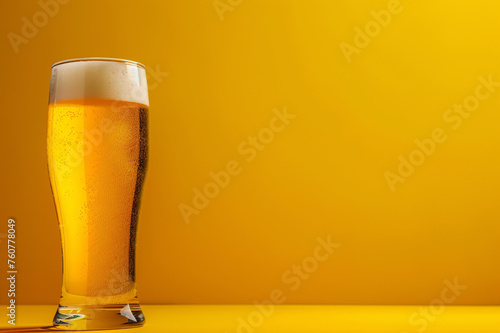 Glass of beer with blank copyspace