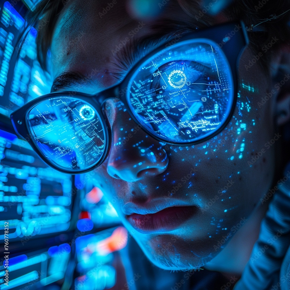 Futuristic Vision Through Technology Glasses