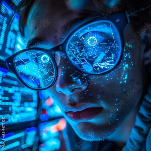 Futuristic Vision Through Technology Glasses © Noppakun