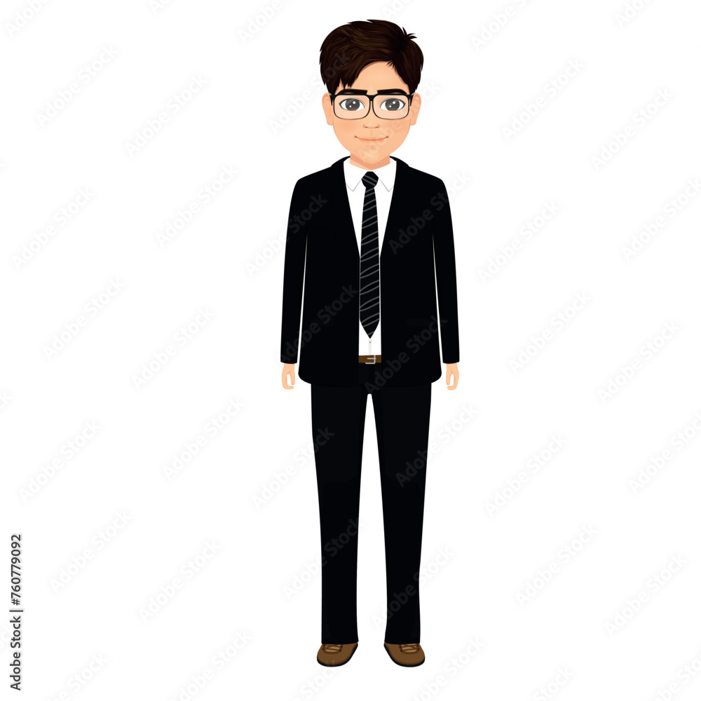 middle school or high school student with glasses standing middle school or high school student with glasses standing