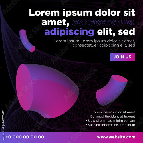 Technology purple web banner. Internet website banner. Illustration of modern technology square web banner. Web site modern innovation banner
