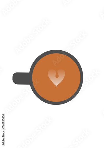 Heart in a cup of aromatic coffee