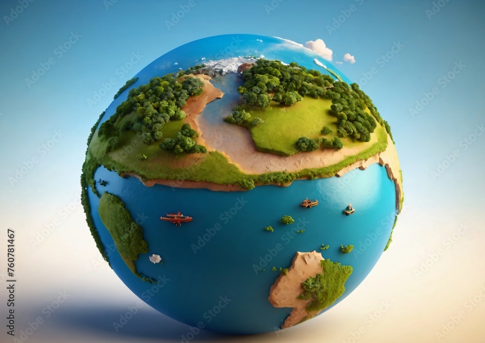 Fototapeta premium Cute spherical 3d planet photo