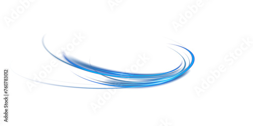 Abstract light lines of motion and speed with sparks of blue color. Light everyday luminous effect. Semicircular wave. Light trace curve swirl. PNG. 