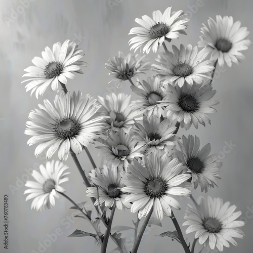Delicate Daisy Flowers in Monochromatic Vector Art Gen AI