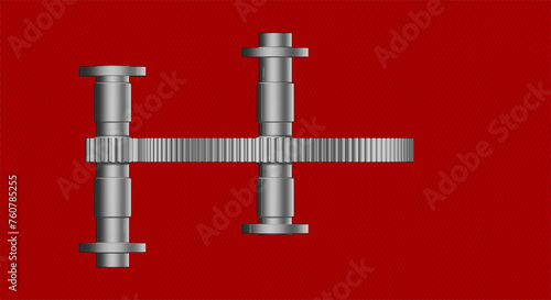 External spur gear rotor illustration showing a single stage single gearset on a red carbon fiber background