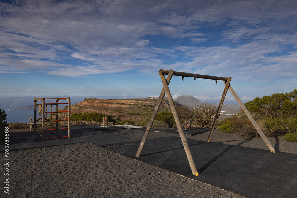 Children's playground on the most beautiful view of the island of Lanzarote Children's playground on the most beautiful view of the island of Lanzarote