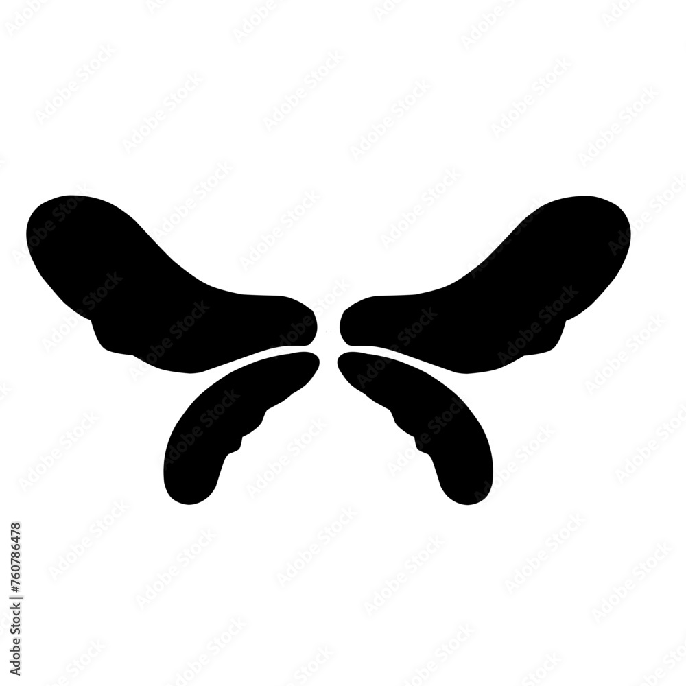 Black silhouette of fairy and butterfly wings Black silhouette of fairy and butterfly wings