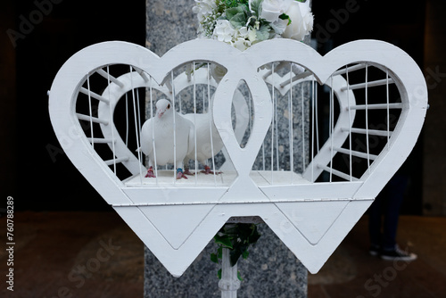 weiße Tauben bei einer Hochzeit