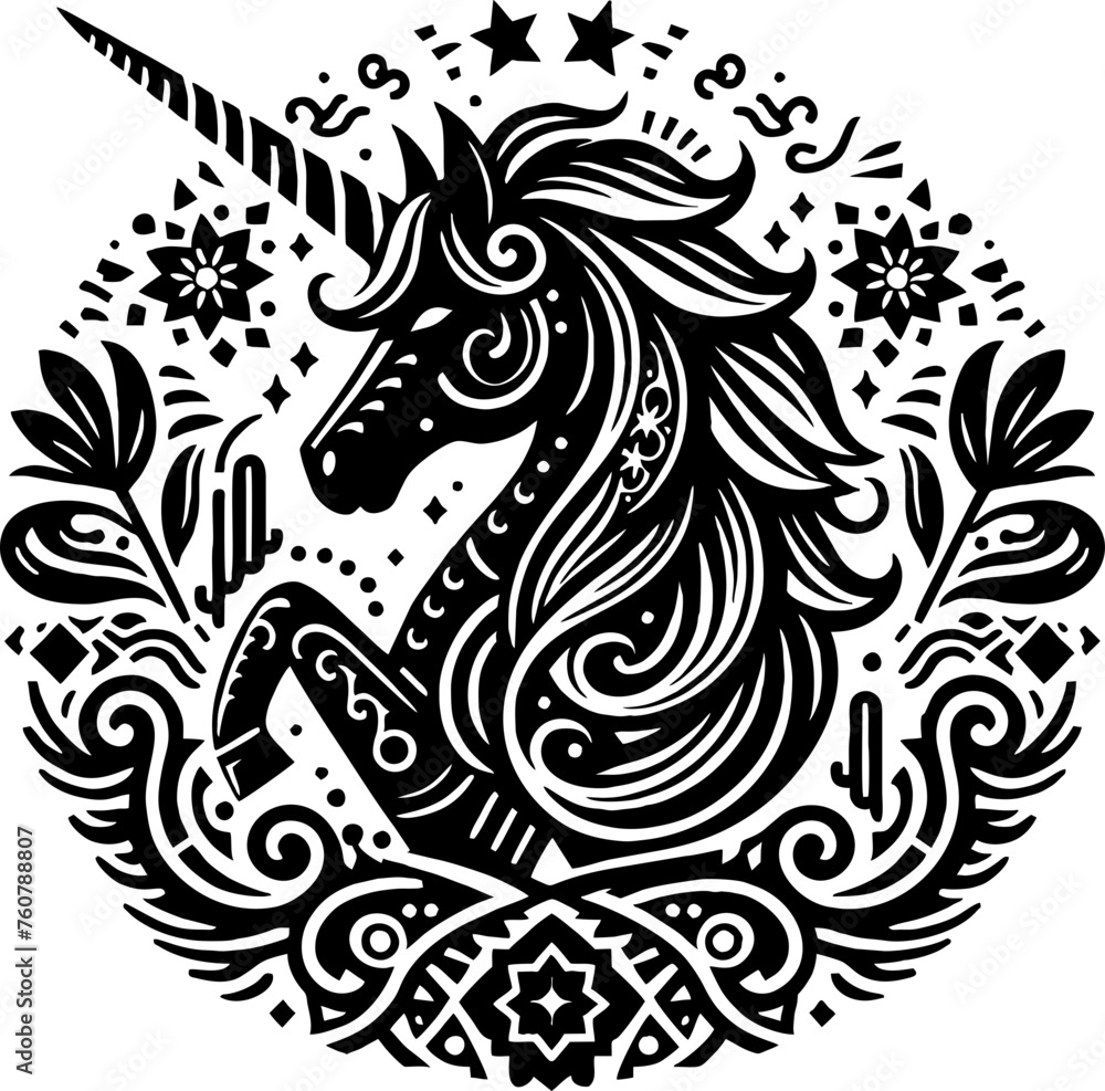 Unicorn vector in the mexican style