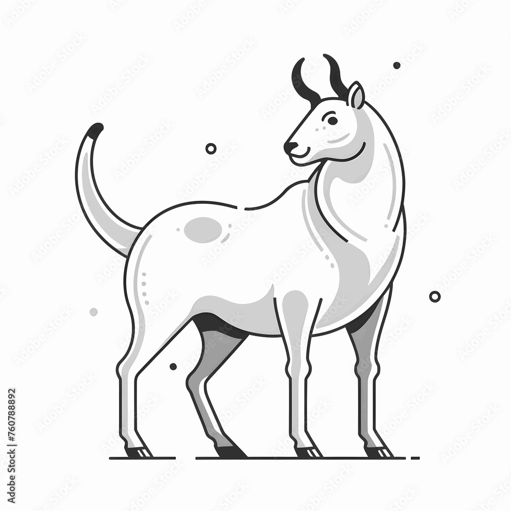 Fototapeta premium Donkey cartoon, 2D black and white