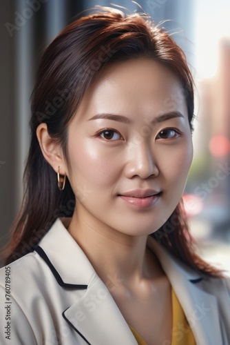 Portrait of successful attractive asian female entrepreneur