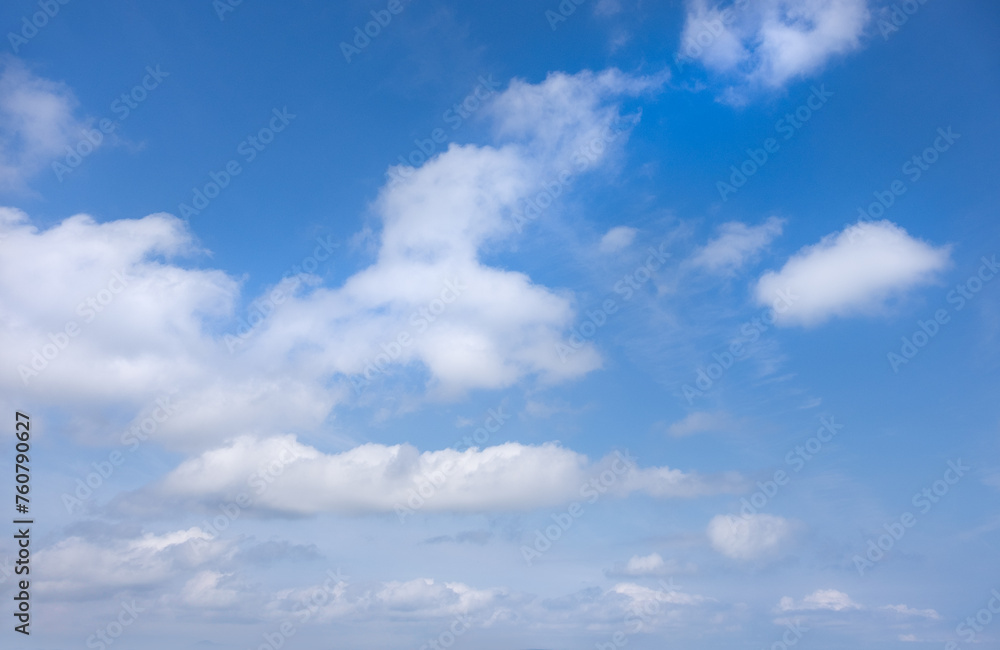 Cloudy blue sky, design element, abstract nature background.