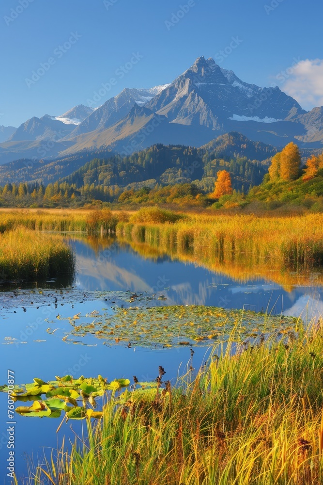 Tranquil high tatra lake in autumn, scenic mountain sunrise ideal for a memorable hiking adventure
