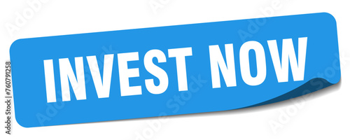 invest now sticker. invest now label