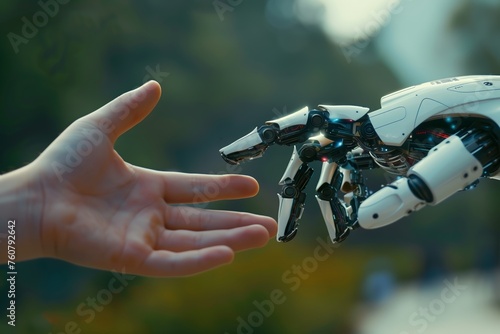 Robot hand reaching out to human