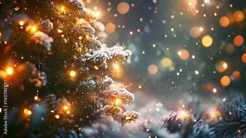 Enchanting Xmas Ambiance: Illuminated Tree in Snow. Generative ai Enchanting Xmas Ambiance: Illuminated Tree in Snow. Generative ai