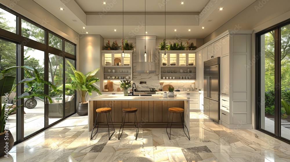 Fototapeta premium Harmony of Styles: Balanced Transitional Kitchens