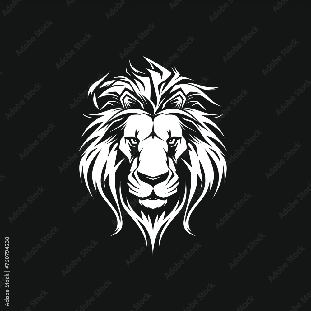 Lion, Black and White Vector illustration Pro Vector 