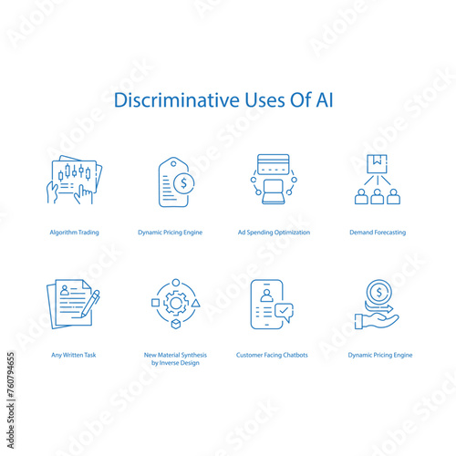 Ethical AI Discrimination Vector Icons Addressing Biases in Technology