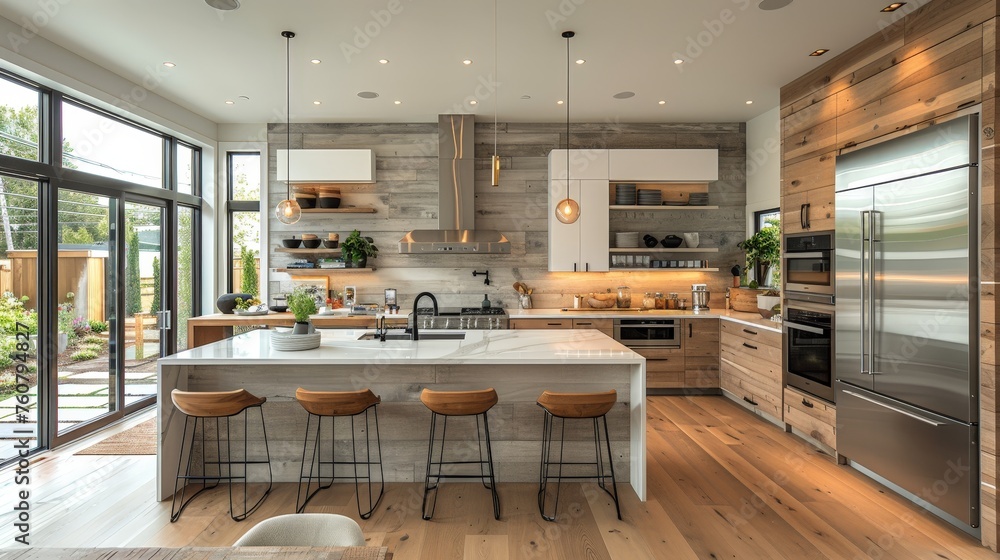 Captivating Modern Kitchen: Clean Lines, Smooth Surfaces, and Integrated Appliances