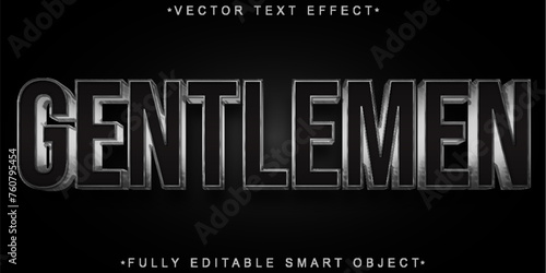 Metallic Silver Gentleman Vector Fully Editable Smart Object Text Effect