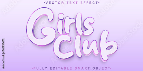 Cute Pink Girls Club Vector Fully Editable Smart Object Text Effect