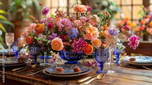 Cultural Fusion  Eclectic Mix of Colors  Patterns  and Textures in Bohemian Table Setting