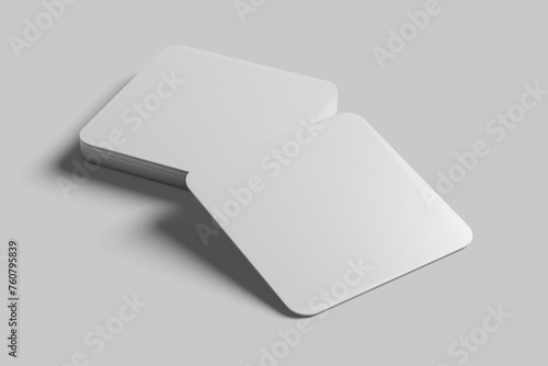 White square blank beer coasters isolated vector image in perspective view   
  
