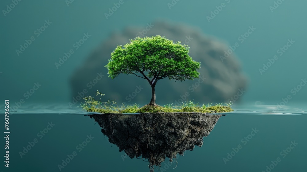A tree on top of the planet earth, preserving the ecosystem - obrazy, fototapety, plakaty 