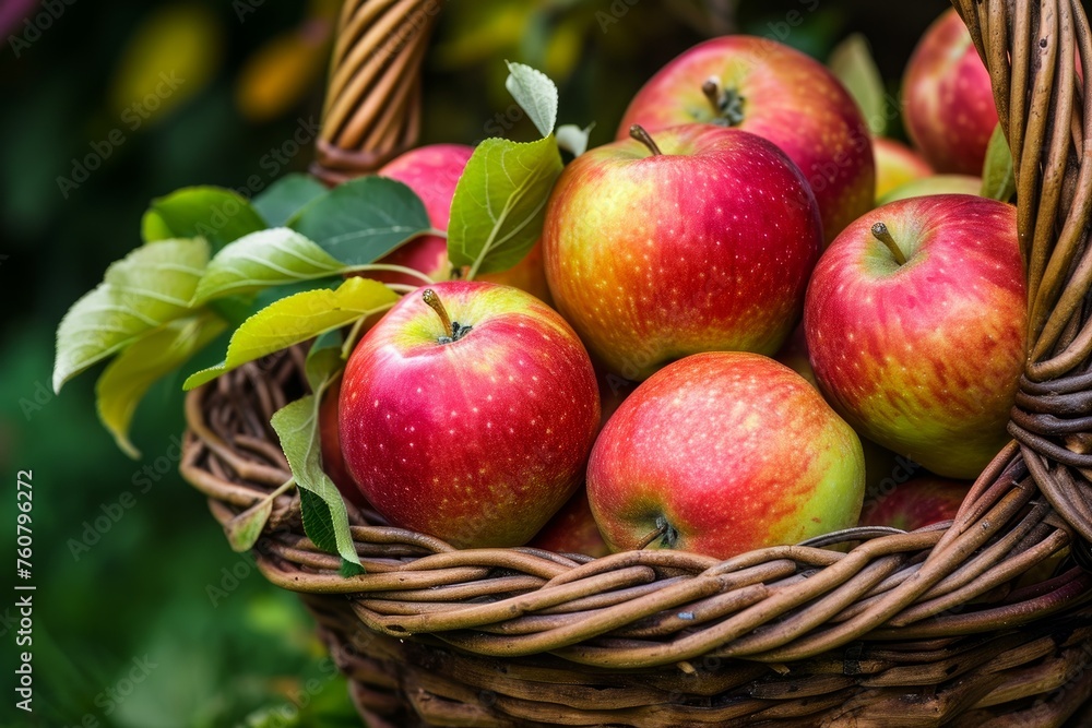 Rustic Apple basket. Autumn ripe garden. Generate Ai Rustic Apple basket. Autumn ripe garden. Generate Ai
