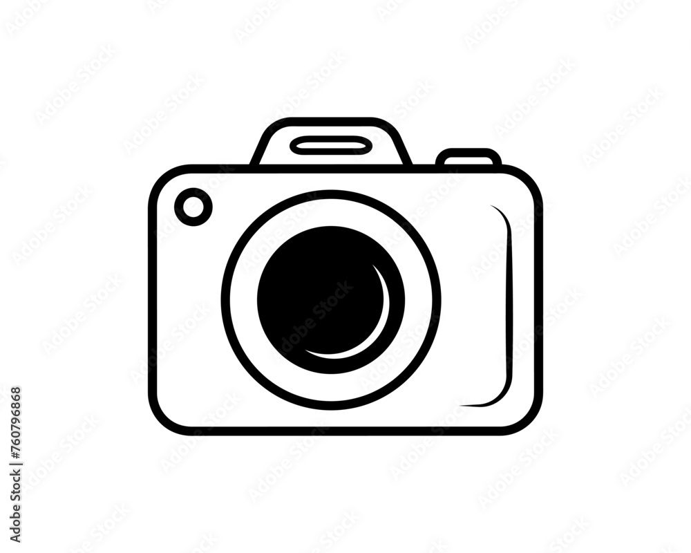 Photo camera black outline isolated vector icon Photo camera black outline isolated vector icon