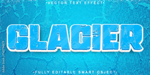 Cartoon Blue Glacier Vector Fully Editable Smart Object Text Effect