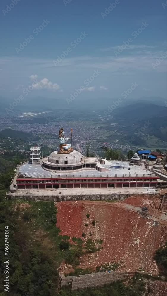 Aerial view of Lord Shiva Statue in Pokhara, Nepal Aerial view of Lord Shiva Statue in Pokhara, Nepal