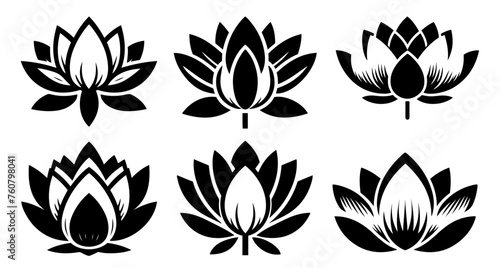 Lotus Vector, Serene Lotus Flower Silhouettes - Peaceful Floral Poses © Waliul