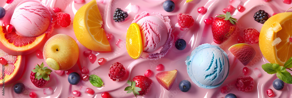 Mouthwatering fruit-infused dessert with ice cream delights, perfect for summer indulgence and relaxation.