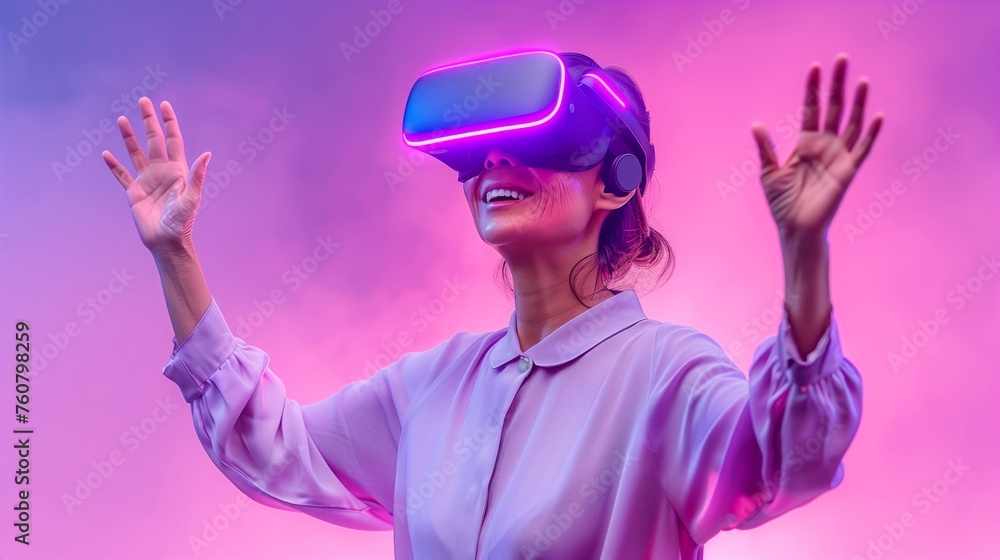Woman Wearing Virtual Reality Headset Woman Wearing Virtual Reality Headset