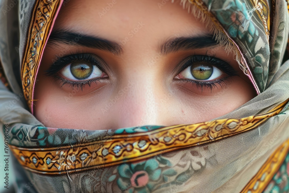 Traditional Arab girl headscarf. Fashion female. Generate Ai