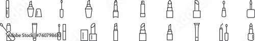 Collection of thin line icons of lipstick. Editable stroke. Simple linear illustration for web sites, newspapers, articles book